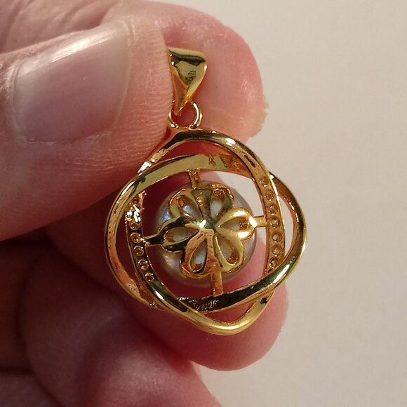 Gold 925 Silver AAAA Infinity Real Gray South Sea Pearl Zircon Necklace Pendant - Picture 4 of 4